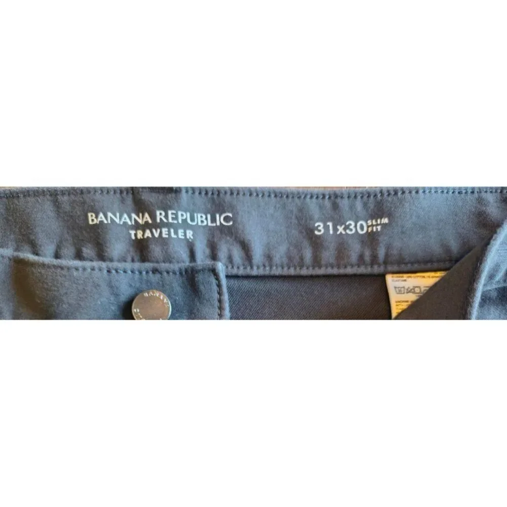 Banana Republic Men's Slim Traveler Pants Dark Grey 31x30 Stretch 5-Pocket